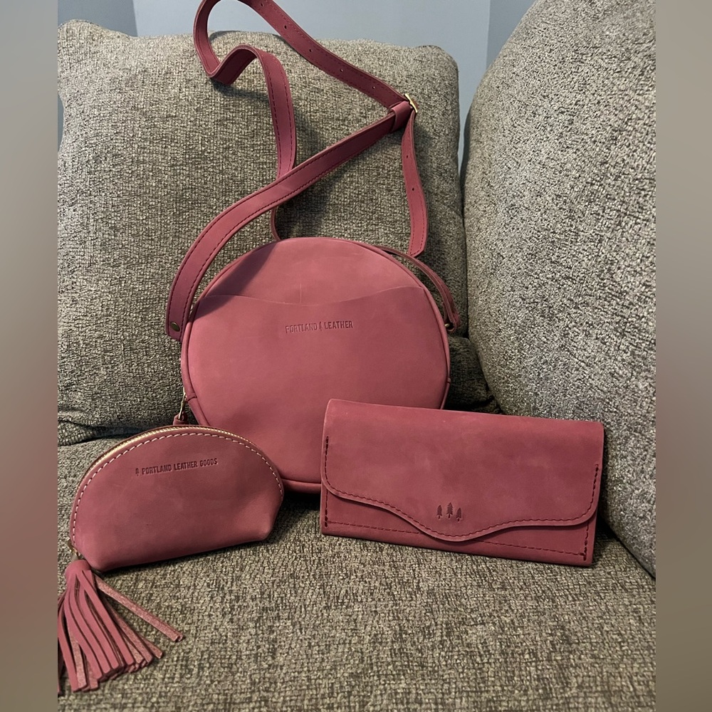 Portland Leather Pink Crossbody Bag Collection